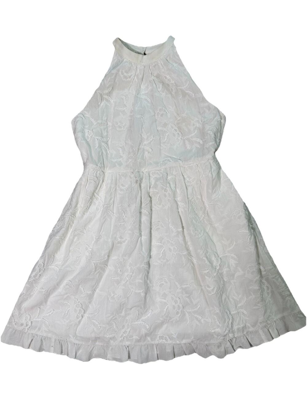 Ted Baker White Lorene Halter Neck Embroidered Dress Sz 10 Preppy Old Money